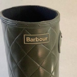 Barbour Quilted Wellies, rain boots, army green, women's US Size 9